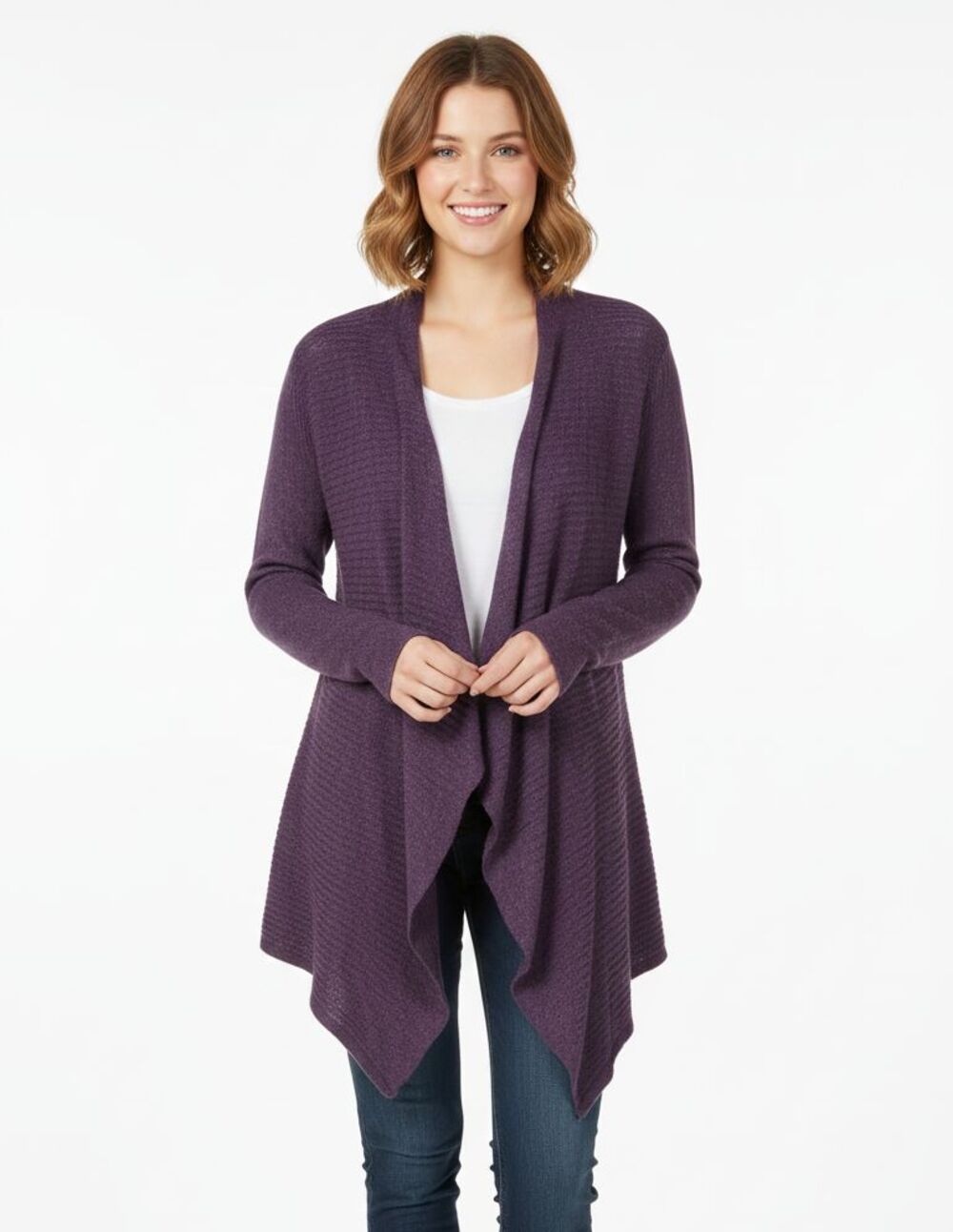 Eileen Fisher Sweater Cardigan Women's M Purple Long Sleeve Open Front